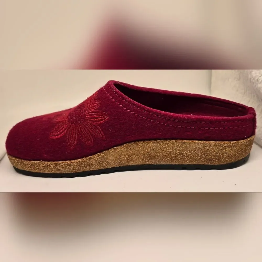 VGUC Haflinger 100% Wool Women's Burgundy Clogs 8 - 8 1/2"  39 Hard To Find - Picture 6 of 10